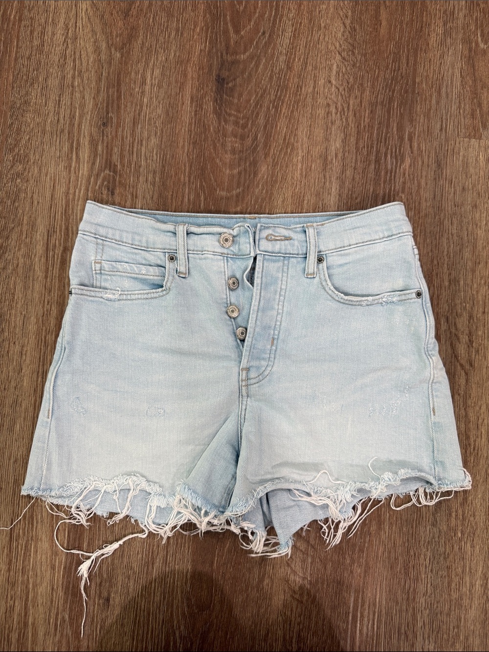 Old Navy Light Blue Distressed Button-Fly Denim Shorts